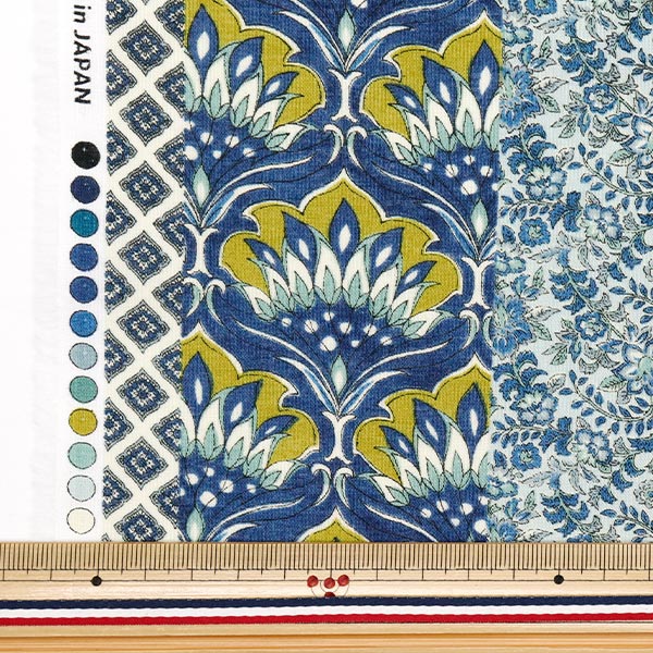 数量5から】 生地 『シルキーライクコットン ストライプ ブルー SP5000