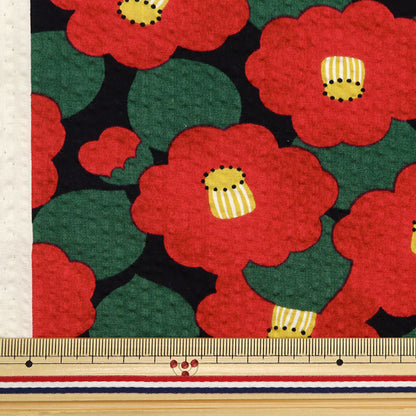[Quantity from 5] Fabric “Ripple Tsubaki Red x Black KSP5891-B" COTTON KOBAYASHI