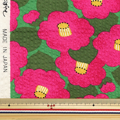 [Quantité à partir de 5] Tissu « Ondulation Tsubaki Rose x Vert KSP5891-C" COTTON KOBAYASHI