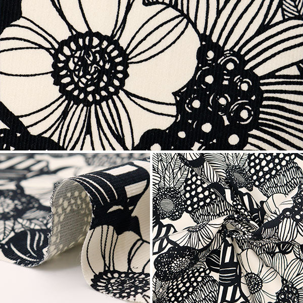 数量5から】 生地 『コーデュロイ アートフラワー アイボリー