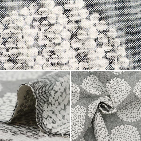 [Quantity starting from 5] Fabric "Suhakon cloth double weaveJacquard Hydrangea Gray UP5951-A" COTTON KOBAYASHI