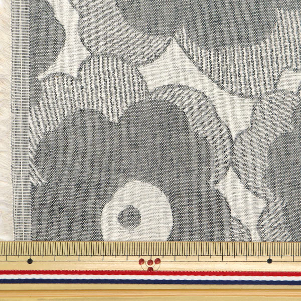 [Quantity starting from 5] Fabric "Suhakon cloth double weaveJacquard Poppy Poppy Grey UP5954-A" COTTON KOBAYASHI