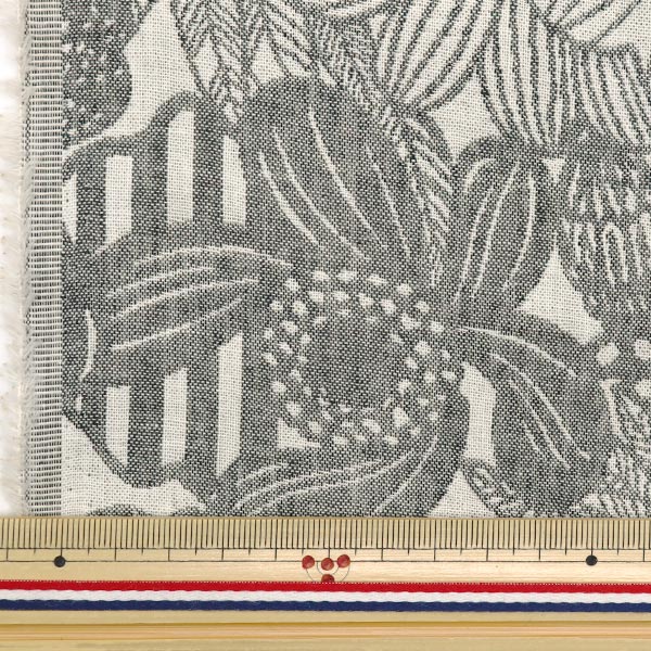 [Quantity starting from 5] Fabric "Suhakon cloth double weaveJacquard Artificial Flowers Gray UP5957-A" COTTON KOBAYASHI