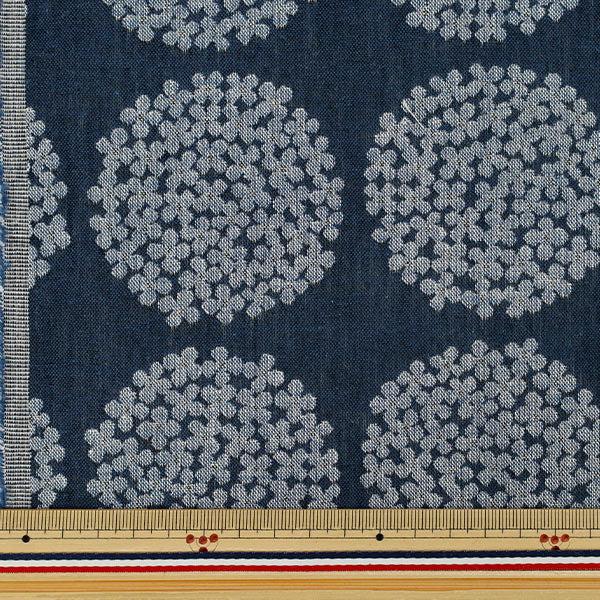 [Quantity from 5] Fabric "Uhayako cloth Banshuori double weaveJacquard Hydrangea Navy UP5951-B” COTTON KOBAYASHI