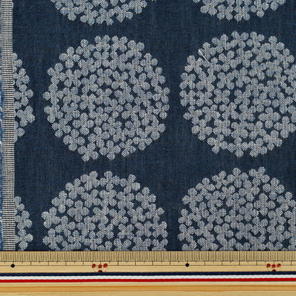 [Quantity from 5] Fabric "Uhayako cloth Banshuori double weaveJacquard Hydrangea Navy UP5951-B” COTTON KOBAYASHI