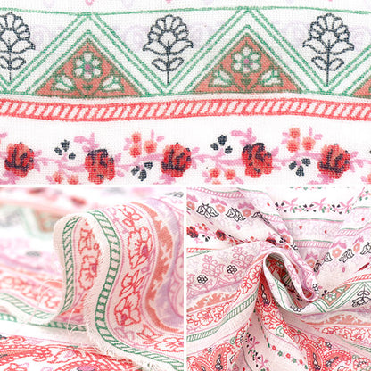 [Quantité à partir de 5] Tissu "Border ethnique Indien Bouil 2650114-PI"