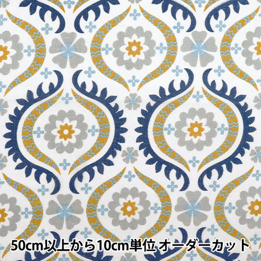 [Количество, начиная с 5] Ткань "Отпечаток индийского кипения Damask Flower 2650108-Bl"