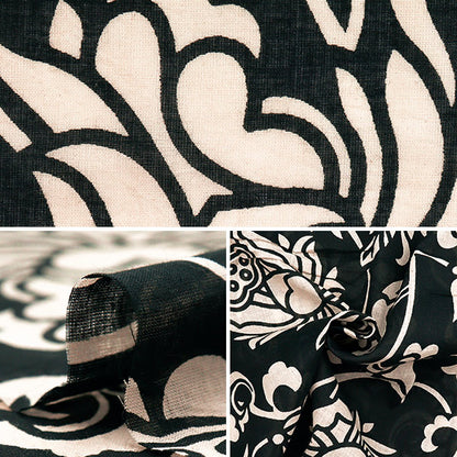 [Cantidad a partir de 5] Tela "Flor italiana de impresión india 2650110-BK"