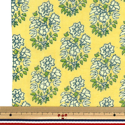 [Cantidad a partir de 5] Tela "Flor natural de impresión de ebullición india 2650105-YE"
