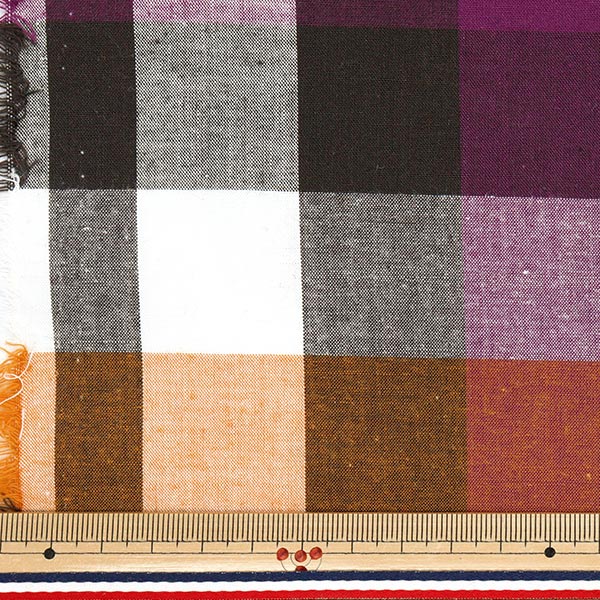 【数量5から】 生地 『インド綿先染めマドラスチェック パープル 2650112-PR』