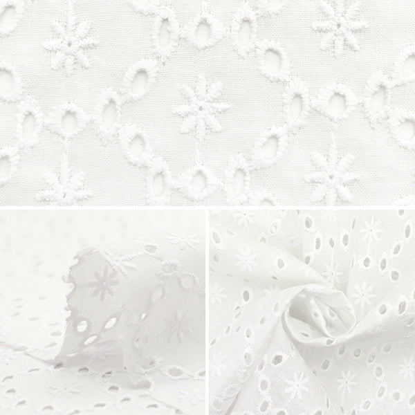 [5부터 시작하는 수량] 천・원단 "흰색 램 레이스 -23에 레이스 전체에면"