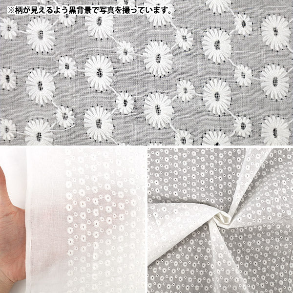 [Anzahl ab 5] Stoff "Baumwoll-Allover-Spitze in gebrochenem Weiß RAM-LACE-24"