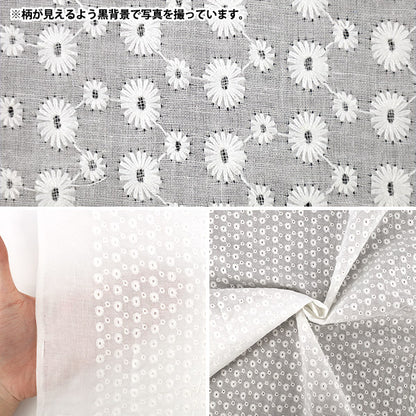 [Anzahl ab 5] Stoff "Baumwoll-Allover-Spitze in gebrochenem Weiß RAM-LACE-24"