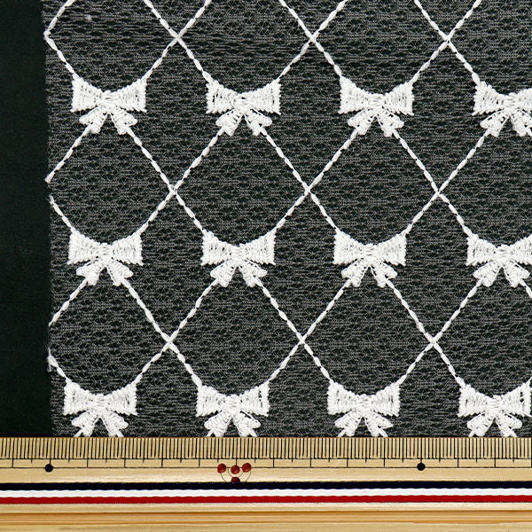 織物 《花边》絲帶 潮流面料 剪布 约127cm×50cm白色TF-71C-W" KIYOHARA
