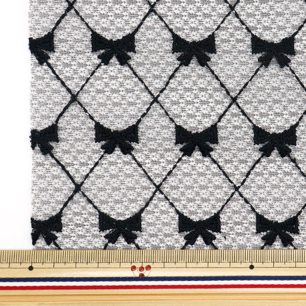 織物 《花边》絲帶 潮流面料 剪布 约127cm×50cm黑色TF-71C-BK" KIYOHARA