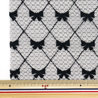 織物 《花边》絲帶 潮流面料 剪布 约127cm×50cm黑色TF-71C-BK" KIYOHARA