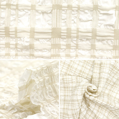 織物 “趨勢織物浮雕星棕褐色檢查 剪布 大約110厘米x 50厘米灰白色TF-75C-OW" KIYOHARA