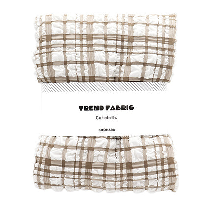 織物 “趨勢織物浮雕星棕褐色檢查 剪布 大約110cm x 50cm米色TF-75C-BE" KIYOHARA