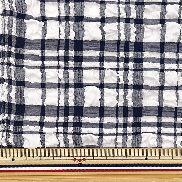 織物 “趨勢織物浮雕星棕褐色檢查 剪布 大約110cm x 50cm海軍TF-75C-NV" KIYOHARA