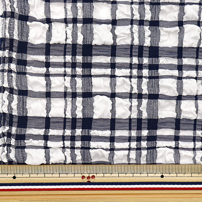 織物 “趨勢織物浮雕星棕褐色檢查 剪布 大約110cm x 50cm海軍TF-75C-NV" KIYOHARA