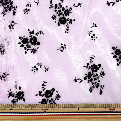 [Anzahl ab 5] Stoff "„Organdy Flocky Black Flower Purple FL-FLBK-PP“