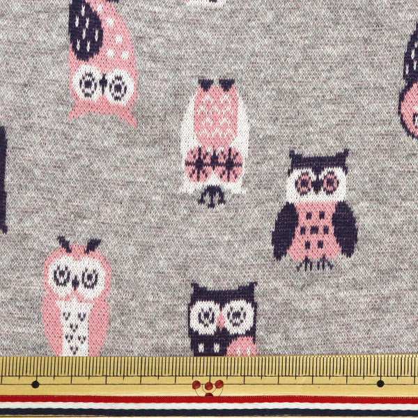 [Quantité à partir de 5] Tissu "tricoterJacquard Hibou gris yga-71040-2a" KOKKA