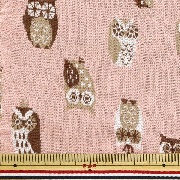 [Quantité à partir de 5] Tissu "tricoterJacquard OWL PINK YGA-71040-2B" KOKKA