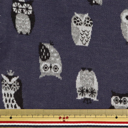 [Quantité à partir de 5] Tissu "tricoterJacquard OWL NAVY YGA-71040-2D" KOKKA