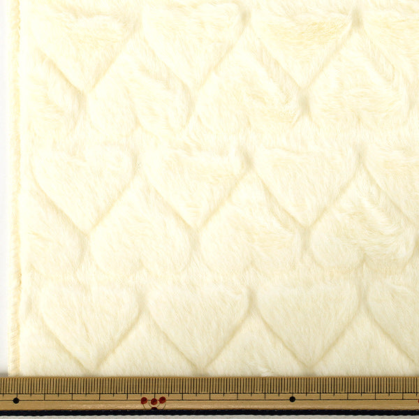生地 『ハートラビットボア カットクロス 約70cm幅×100cm オフホワイト H-5637-A』
