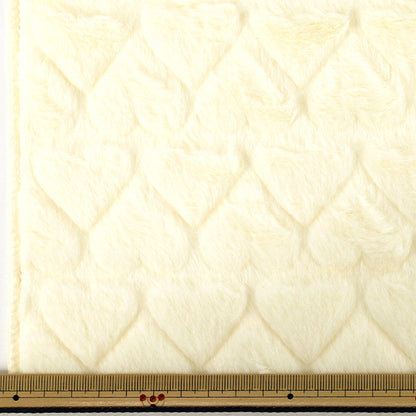 生地 『ハートラビットボア カットクロス 約70cm幅×100cm オフホワイト H-5637-A』