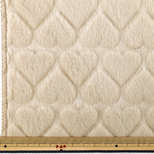 生地 『ハートラビットボア カットクロス 約70cm幅×100cm グレージュ H-5637-B』