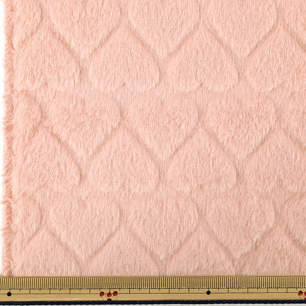 生地 『ハートラビットボア カットクロス 約70cm幅×100cm ピンク H-5637-C』