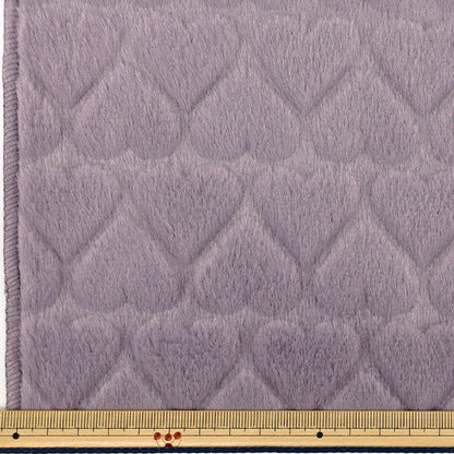 生地 『ハートラビットボア カットクロス 約70cm幅×100cm パープル H-5637-D』