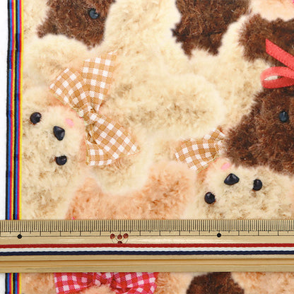 [来自数量5] 织物 “古典现代Bo Aprint Bear检查丝带 米色CMOF-76-BE" KIYOHARA