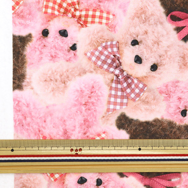 [الكمية من 5] الأقمشة ``الشيك الدب طباعة بوا الكلاسيكية الحديثةالشريط وردي CMOF-76-P" KIYOHARA