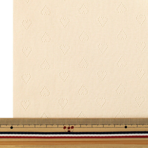 [Quantity starting from 5] Fabric "Heart Knit Off-White OKBF-47"