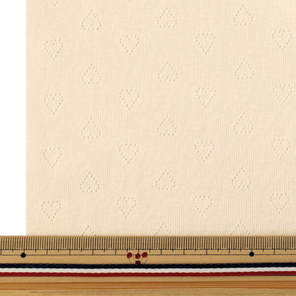 [Quantity starting from 5] Fabric "Heart Knit Off-White OKBF-47"
