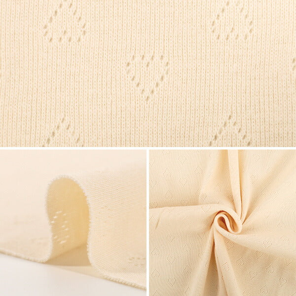 [Quantity starting from 5] Fabric "Heart Knit Off-White OKBF-47"