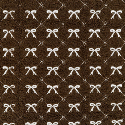 生地 『トレンドファブリック モコモコボアリボン刺繍 カットクロス 約130×50cm ブラウン TF-99C-BR』 KIYOHARA 清原