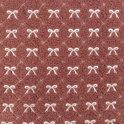 生地 『トレンドファブリック モコモコボアリボン刺繍 カットクロス 約130×50cm ピンク TF-99C-P』 KIYOHARA 清原