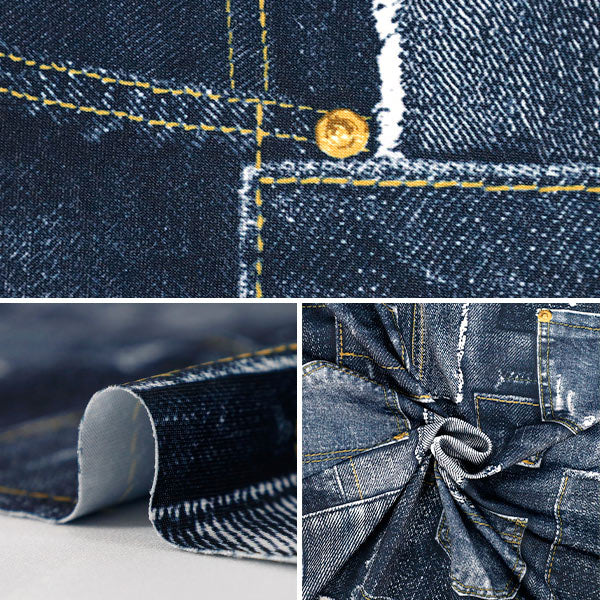 [Quantity from 5] Fabric "Knit print denim pattern MLT001K"