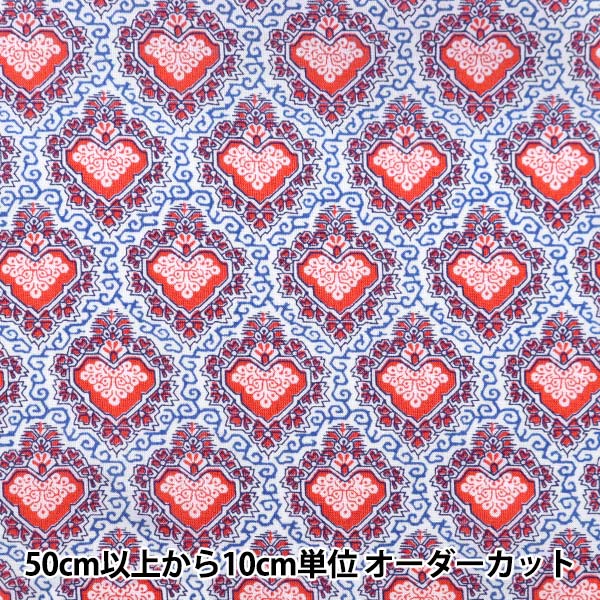 [來自數量5] 織物 "自由自由印刷 塔納草坪 紅心之王3632107-22bt" Liberty Japan