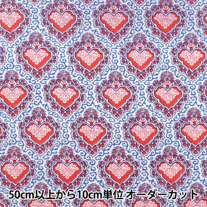 [來自數量5] 織物 "自由自由印刷 塔納草坪 紅心之王3632107-22bt" Liberty Japan