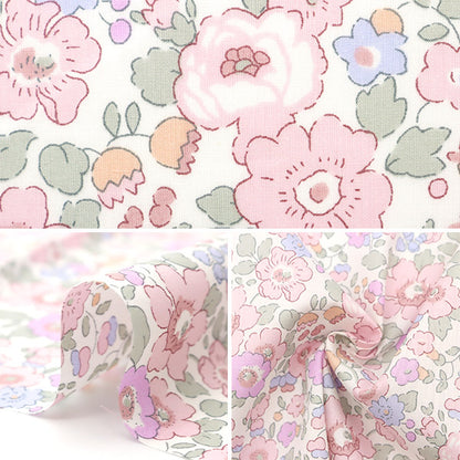 [De la cantidad 5] Tela "Liberty Liberty Print LibertyCésped Tana Betzi 85%Reducción de color púrpura rosa 3332019S-J22N" 【Yuzawayaoriginal】