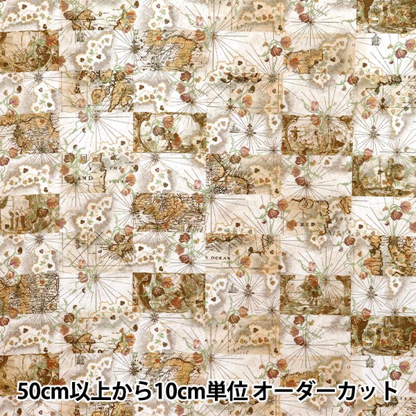 【数量5から】 生地 『リバティ・ファブリックス タナローン ハネムーン・マップ 363J7413-25BU』 Liberty Japan リバティジャパン
