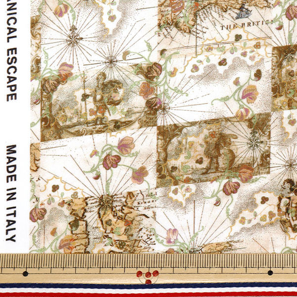 【数量5から】 生地 『リバティ・ファブリックス タナローン ハネムーン・マップ 363J7413-25BU』 Liberty Japan リバティジャパン