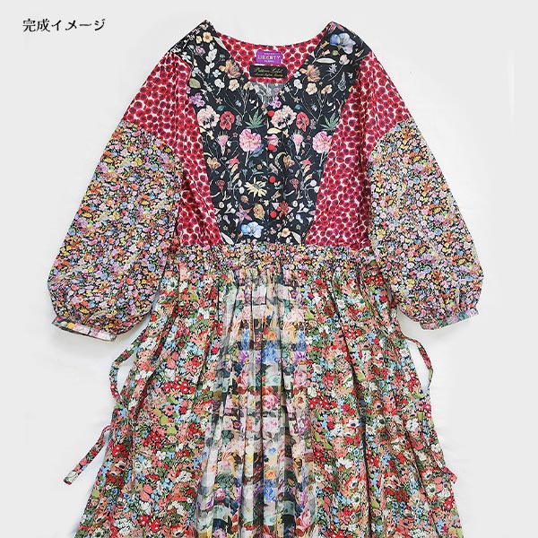 Kit de couturière "Étiquette de motif X Maiando Fabriqué avec un panneau de tissu Liberty commutant une pièce Kit noir rouge Liberty Japan