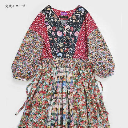 Kit de couturière "Étiquette de motif X Maiando Fabriqué avec un panneau de tissu Liberty commutant une pièce Kit noir rouge Liberty Japan