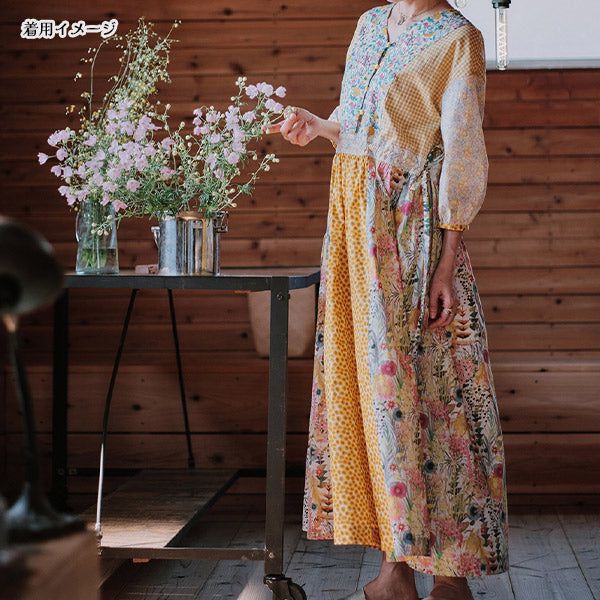 طقم التخييم "ملصق نمط X Maiando مصنوع من لوحة Fiberty Fabric Switch One Piece Kit أصفر وردي Liberty Japan