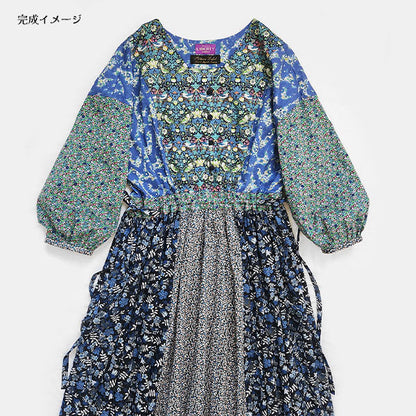 Kit de confección "Etiqueta de patrones X Maianddo Hecho con Liberty Teling Panel Switching One Piece Kit Blue Green Liberty Japan